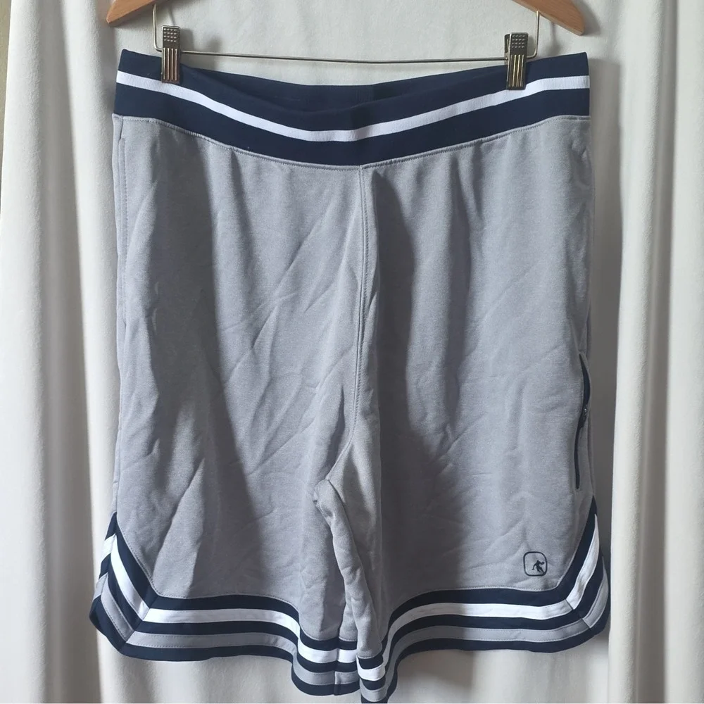 AND1 Mens Grey Mesh Basketball Shorts Retro Stripe Zipper Pockets Sz Large